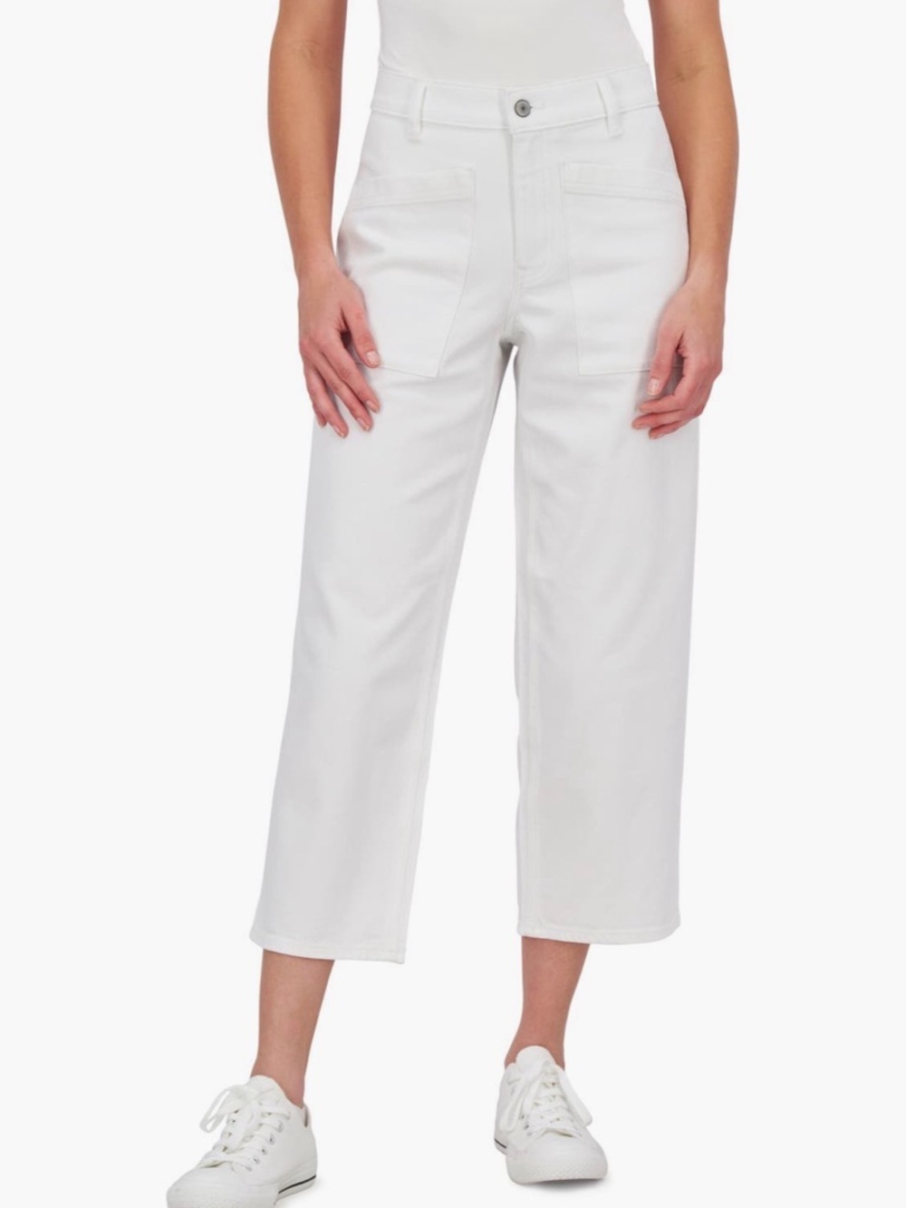 Lucky Brand White Cropped Wide-Leg Jeans